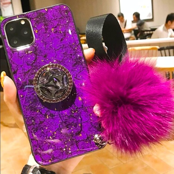 iPhone 12/12 pro crack print phone case with ring holder and lanyard - Picture 1 of 3